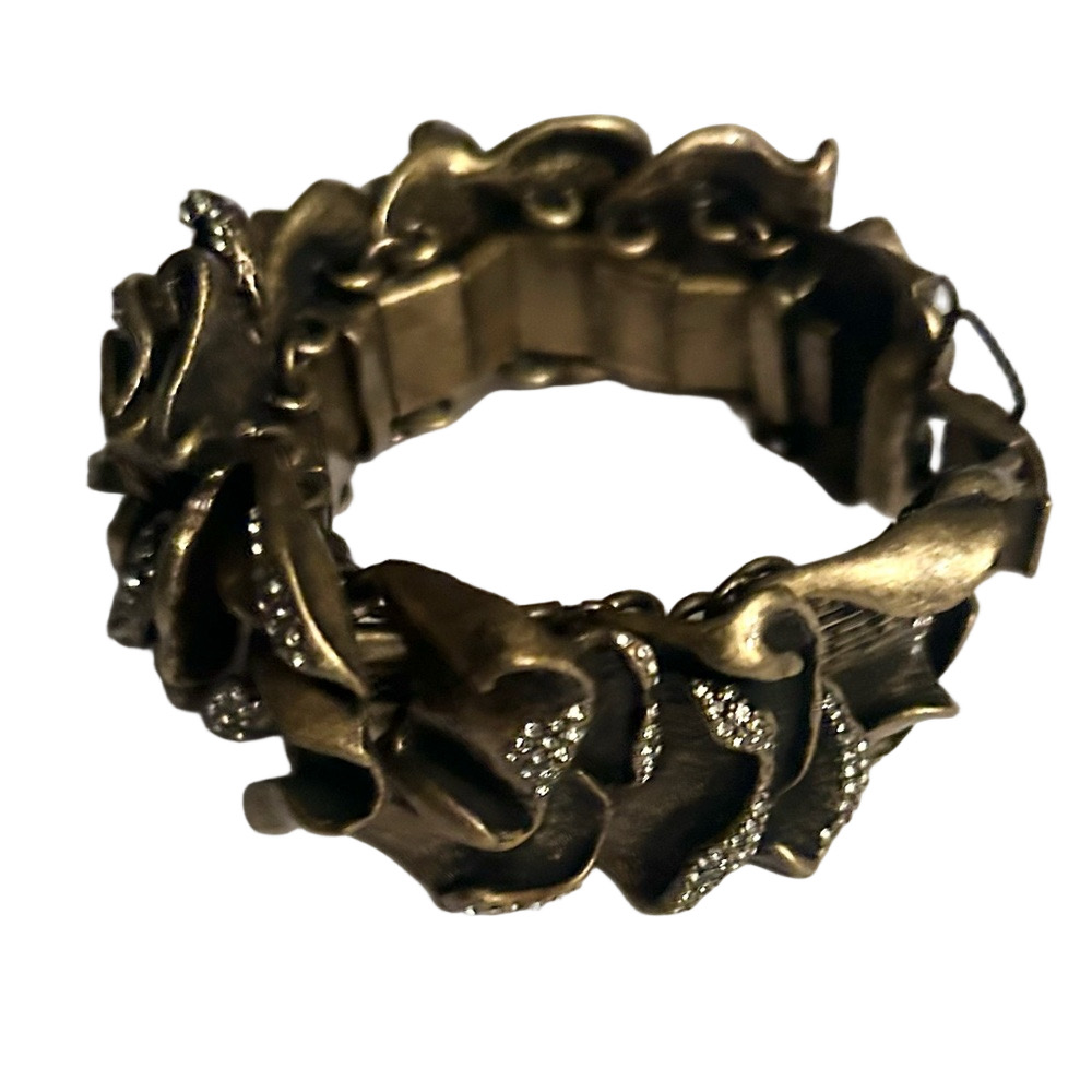 Ann Taylor Antique Gold Floral Crystal Bracelet - Picture 3 of 6